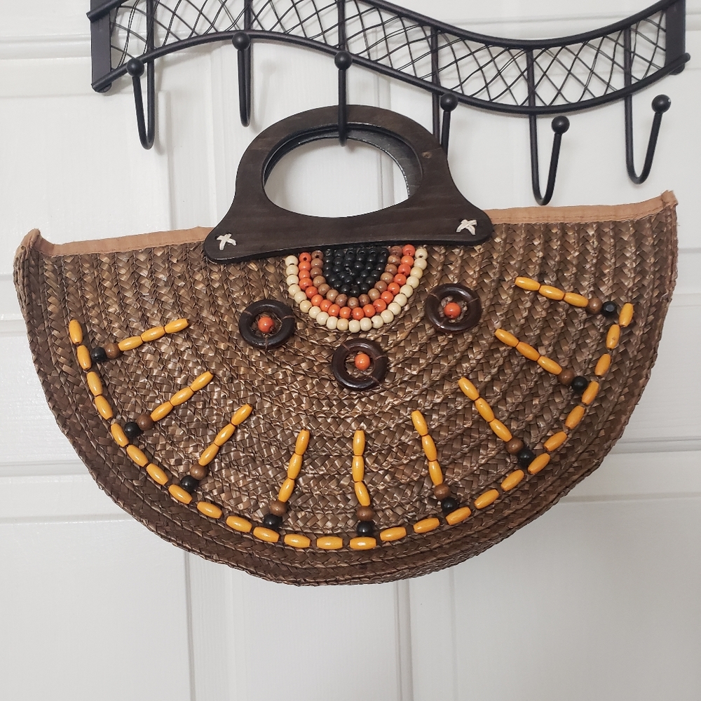 Beautiful Beaded Wedge Shaped Handbag. EUC.